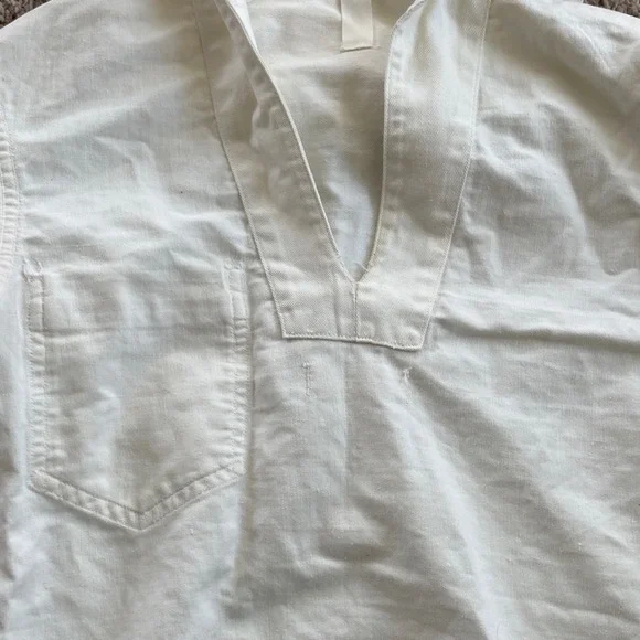 Vintage US NAVY Military Sailor White Long Sleeve Uniform Shirt Stencil Print - Picture 6 of 14